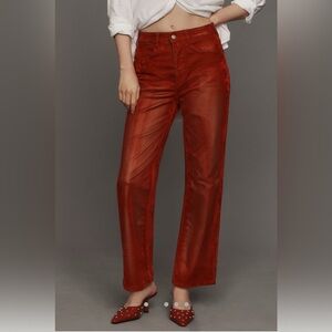 Anthropologie Pilcro The Annie Flocked High-Rise Straight-Leg Jeans